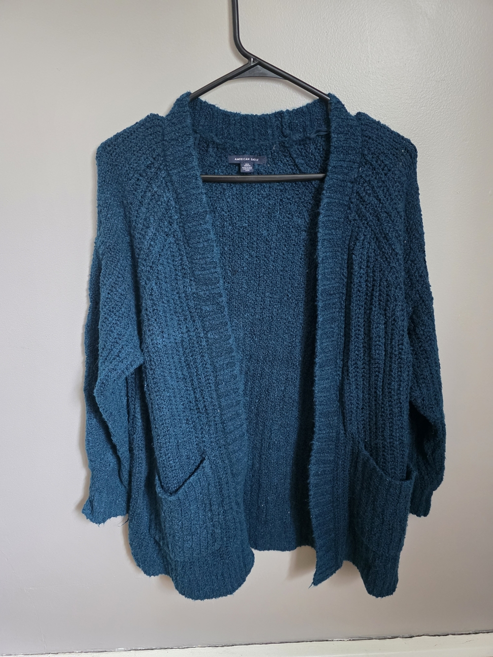 American Eagle Soft Chunky Knit Open Front Sweater with Pockets
